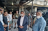 Vali Şıldak, bir kişinin yaşamını yitirdiği yangın yerinde incelemelerde bulundu
