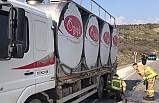 Kepsut'ta balataları ısınan tırı yanmaktan itfaiye kurtardı