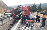Havran'da kaza. Tır devrildi, sürücü altında kaldı