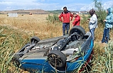 Ayvalık'ta otomobil tarlaya uçtu: 1 yaralı