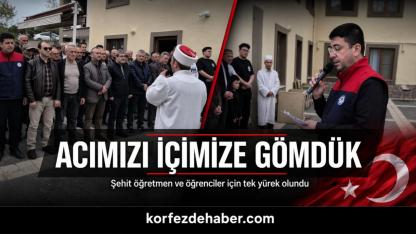 Edremit’te şehit öğretmen ve öğrenciler için gıyabi cenaze namazı
