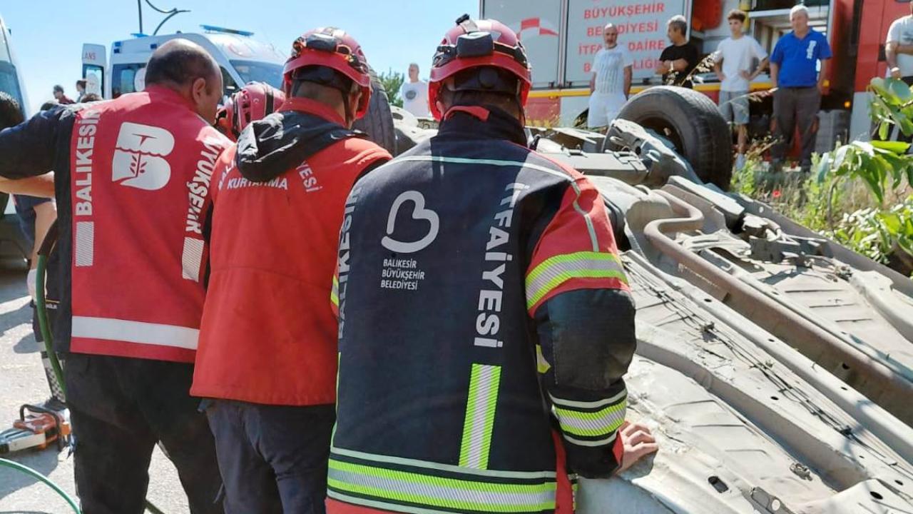 Balıkesir’de devrilen otomobilde 1 kişi hayatını kaybetti