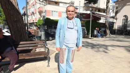 Burhaniyeli illüzyonist annesinin  kilimini pantolonuna dekor yaptı