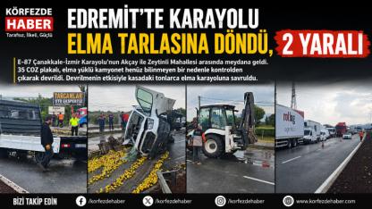 Edremit'te Elma Yüklü Kamyonet Devrildi: Karayolu Elma Tarlasına Döndü, 2 Yaralı