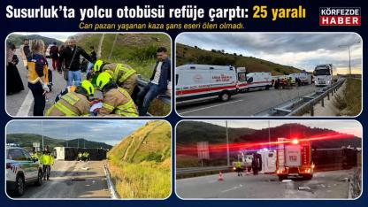 Susurluk’ta yolcu otobüsü refüje çarptı: 25 yaralı