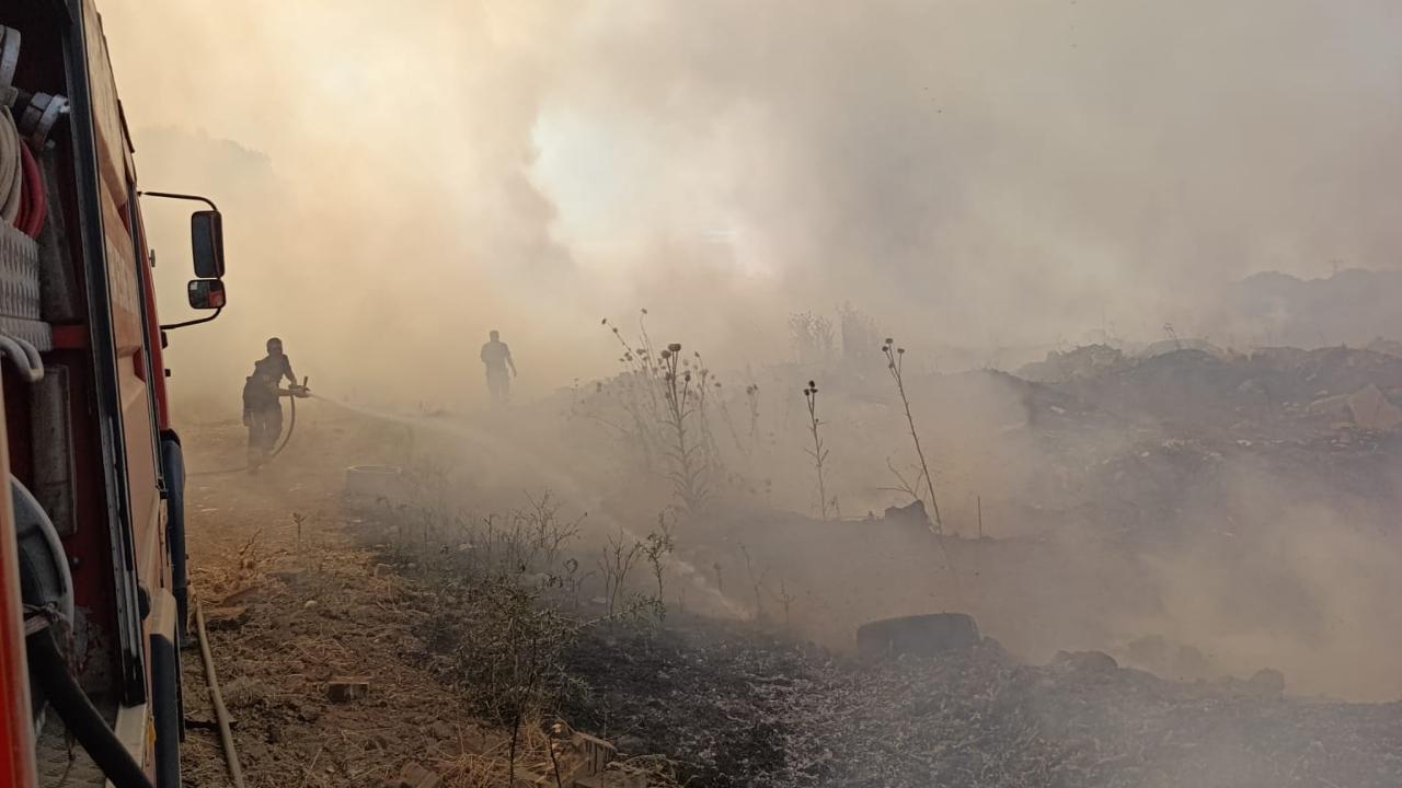 Ayvalık'ta çöplük alanda yangın