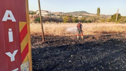 Bigadiç'te buğday tarlası ve çalılık alanda yangın