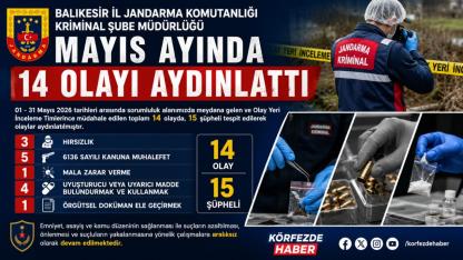 Jandarma Kriminal Timleri Mayıs Ayında 14 Olayı Aydınlattı