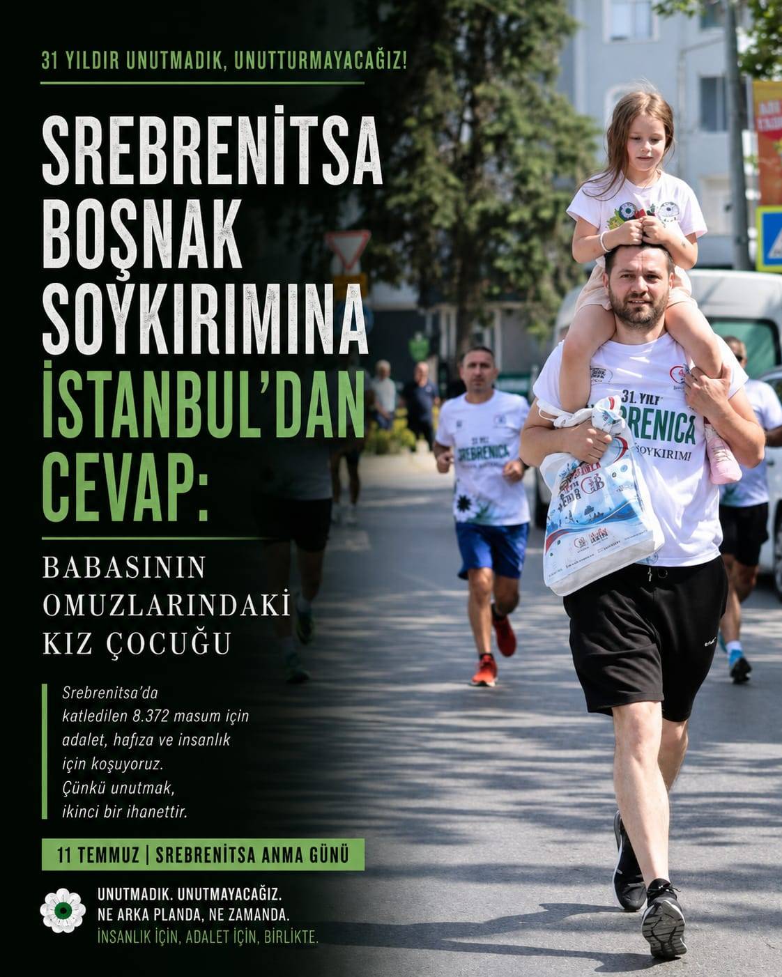 Srebrenitsa Boşnak Soykırımına İstanbul’dan cevap: Babasının omuzlarındaki kız çocuğu
