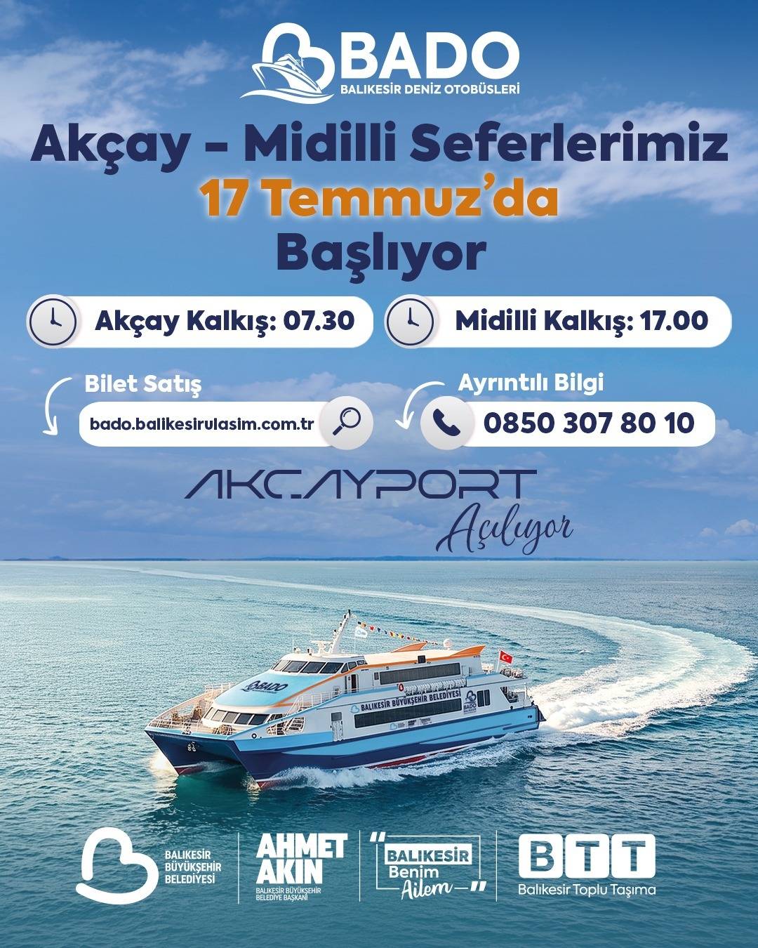 BADO’nun Akçay- Midilli seferleri 17 Temmuz’da başlıyor